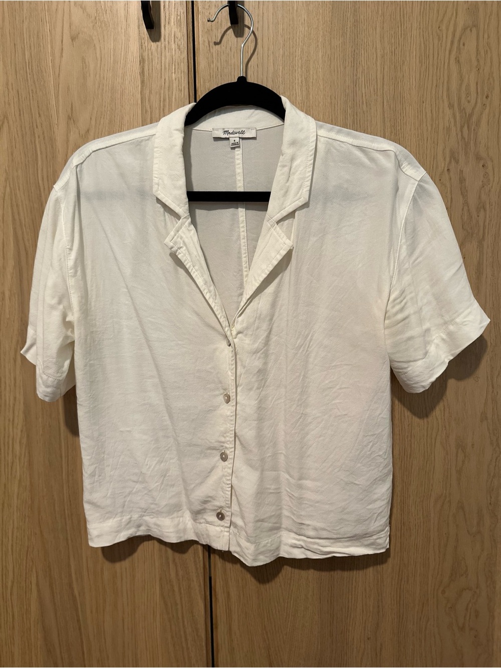 Madewell Cream Short Sleeve Button-Up Camp Shirt